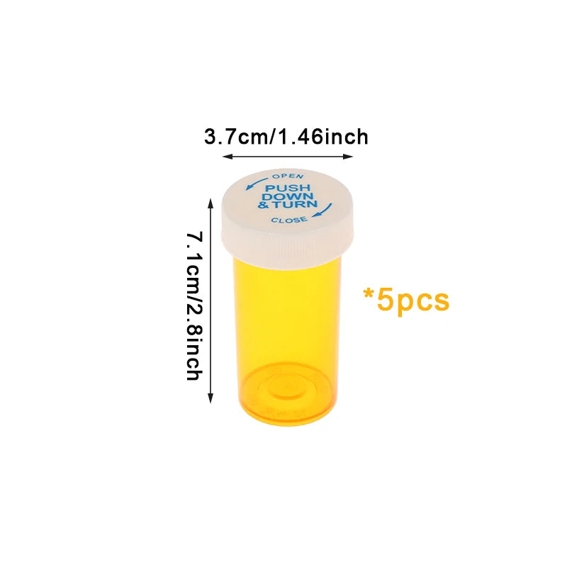 5Pcs Plastic Medicine Pill Bottles With Child Resistant Caps Medicine Containers Travel Pill Vials - 6/8/13/16/20/30/40/60 Dram Peaceful Pleasures Health and Wellness A3