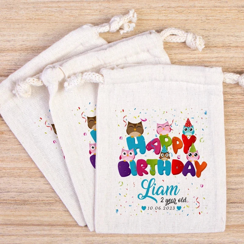5-Pack Personalized Birthday Drawstring Gift Bags | Custom Favors Party Favor Bags Peaceful Pleasures Health and Wellness
