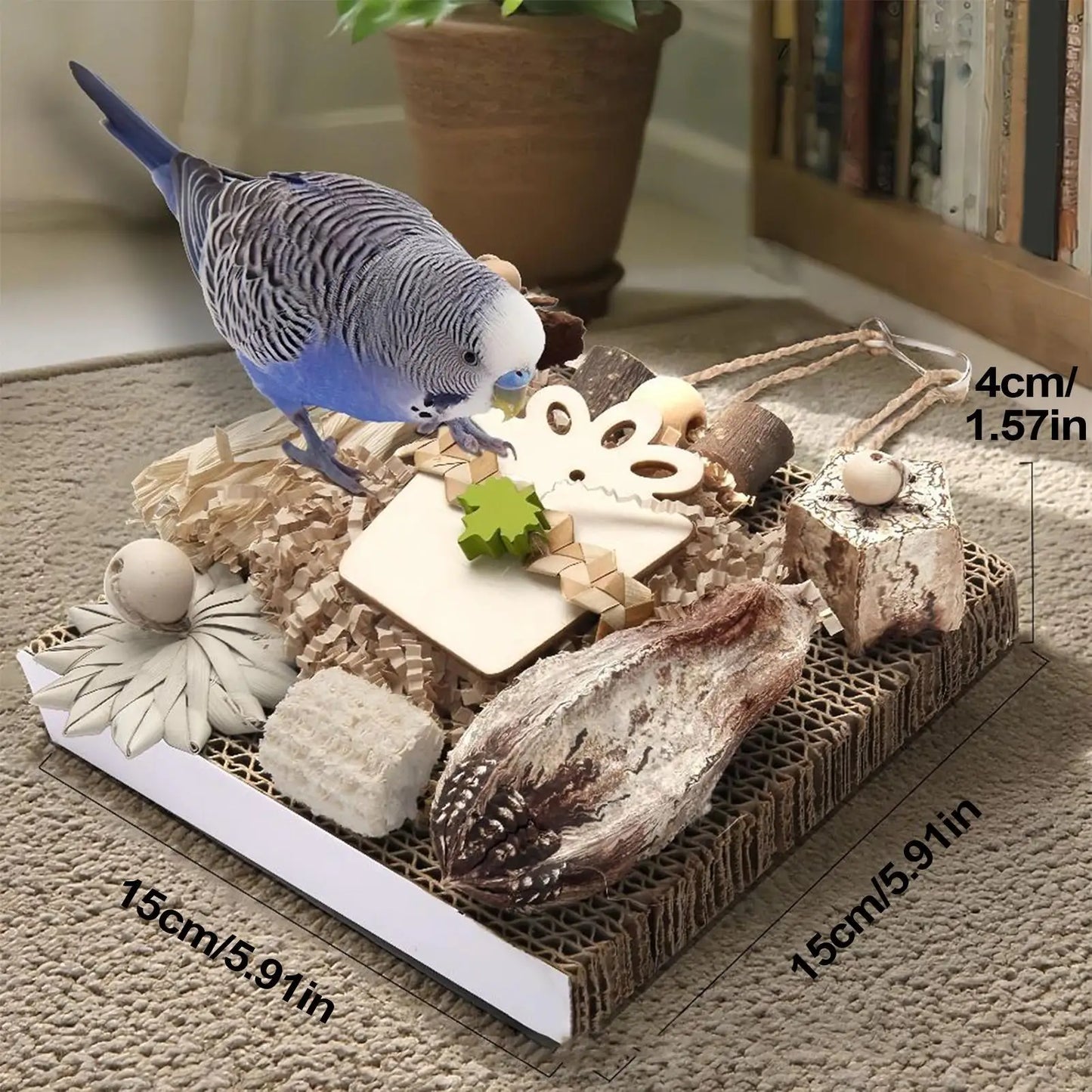 Wooden Bird Foraging Toy for Conures & Cockatiels | Chew Toy Bird Foraging Toy Peaceful Pleasures Health and Wellness