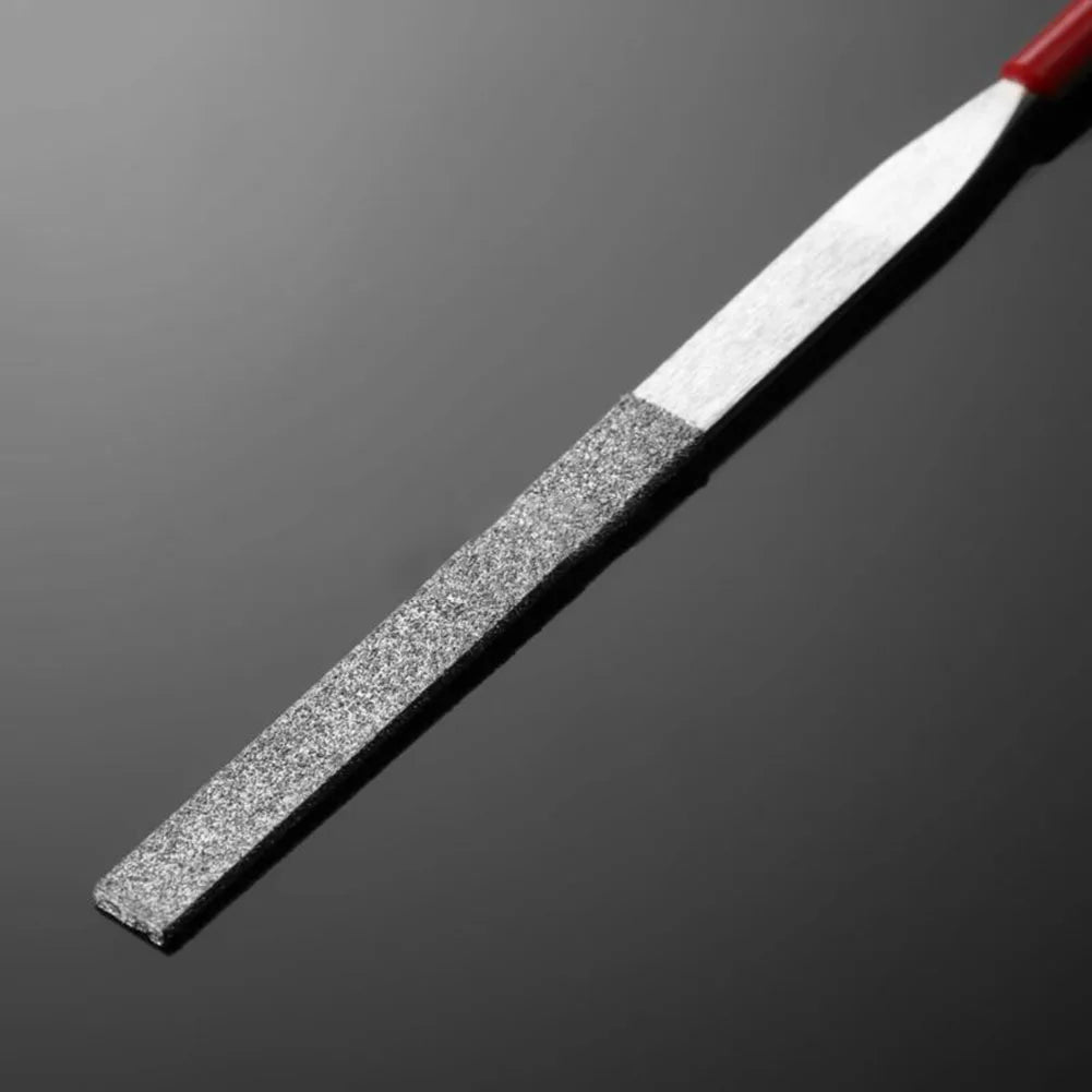 Needle File Non-slip Handle DIY Red Plastic Metal Stone Grinding Flat