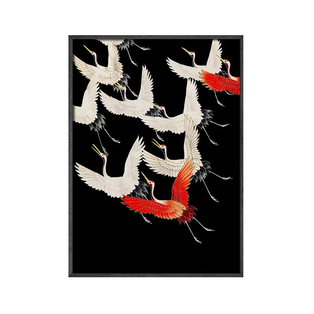 Classic Retro Wall Art Animal Japanese Flying Crane HD Canvas Print Poster Home Living Room Bedroom Decorative Painting Peaceful Pleasures Health and Wellness 3 50x70cm Unframed