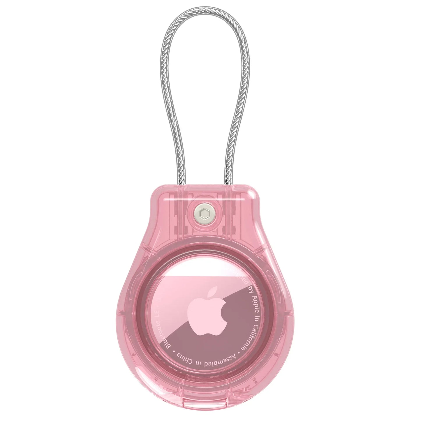 Waterproof Cover for Apple AirTag Keychain Holder with Wire Cable Anti-Lost Tracker Accessories for Luggage Backpack Airtag Case Peaceful Pleasures Health and Wellness Transparent Pink
