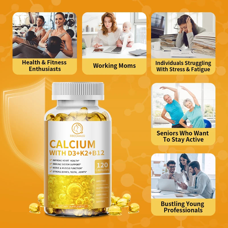 Calcium Supplement with Vitamin K2, D3 & B12 – Bone & Joint Support Dietary Supplement Peaceful Pleasures Health and Wellness
