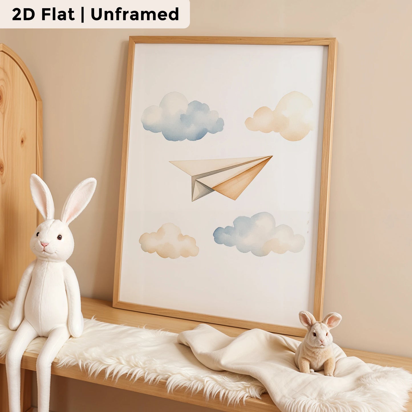 3-Piece Cartoon Rocket & Airplane Canvas Wall Art | Room Decor