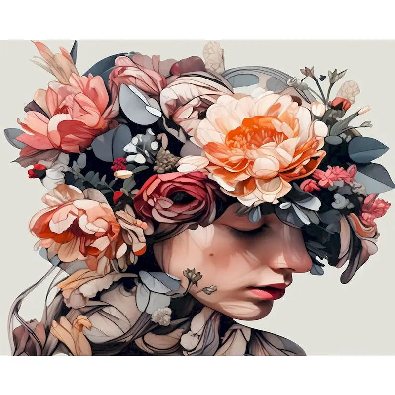 GATYZTORY Paint by Numbers Kit – Woman Flower Canvas 60×75cm