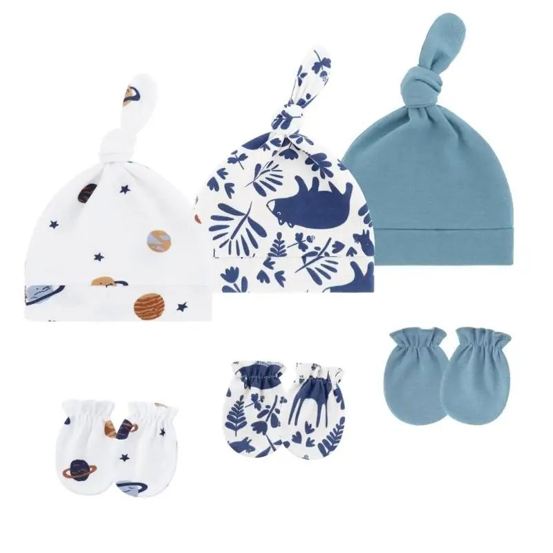 Baby Cotton Hat & Mittens Set (3 Sets) | Newborn 0-3 Months