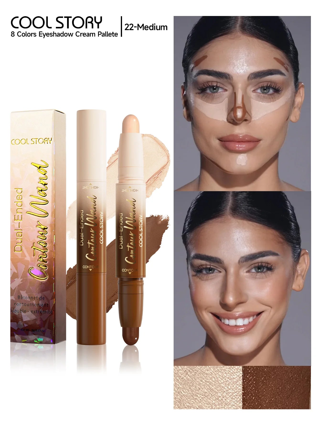 2-in-1 Glitter Highlighter & Contour Stick | Long-Lasting Makeup