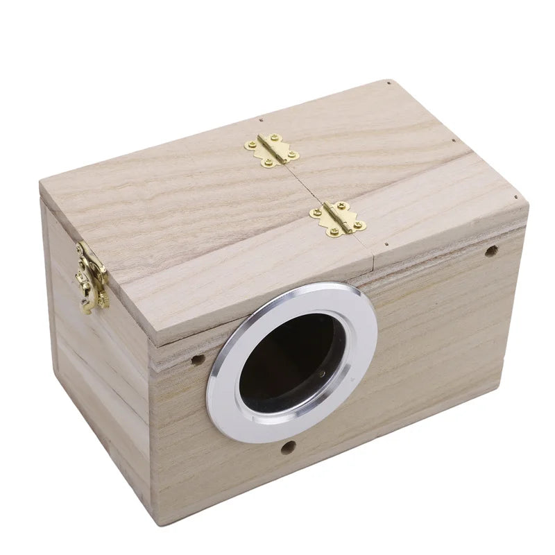 Wood Bird Breeding Box Bird House Nest Parrot Breeding Decorative Cages Pet Accessories Home Balcony Decoration Peaceful Pleasures Health and Wellness Wood color