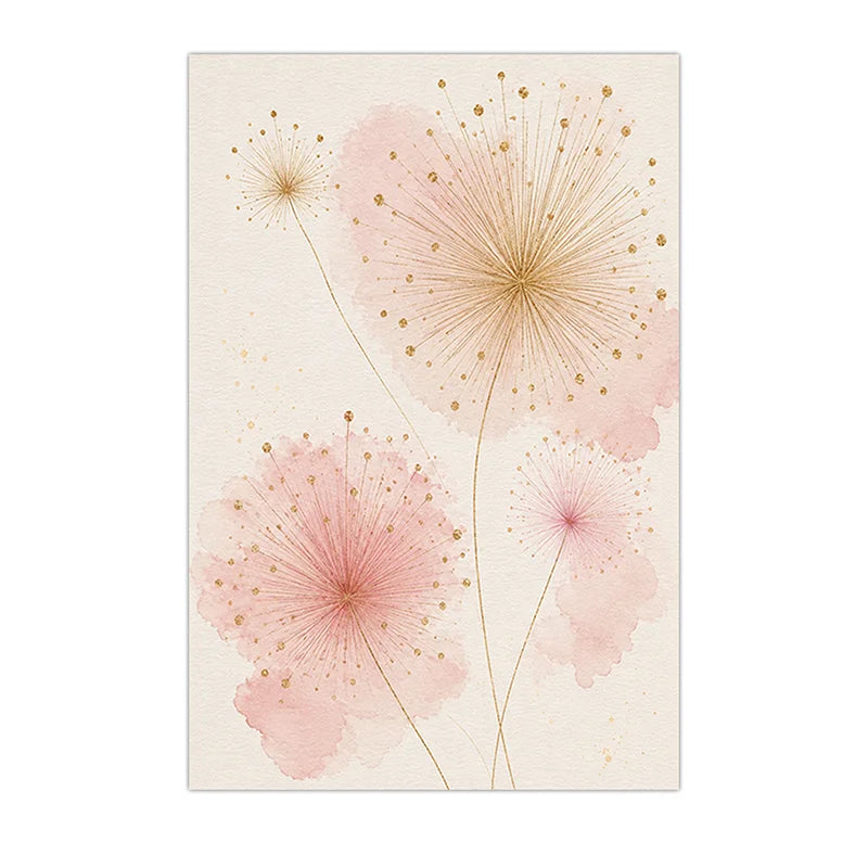 Nordic Dandelion Wall Art Pink Gold Floral Canvas Painting Botanical Poster Print Living Room Wall Decor Peaceful Pleasures Health and Wellness 02 50x70cm NoFrame China Mainland