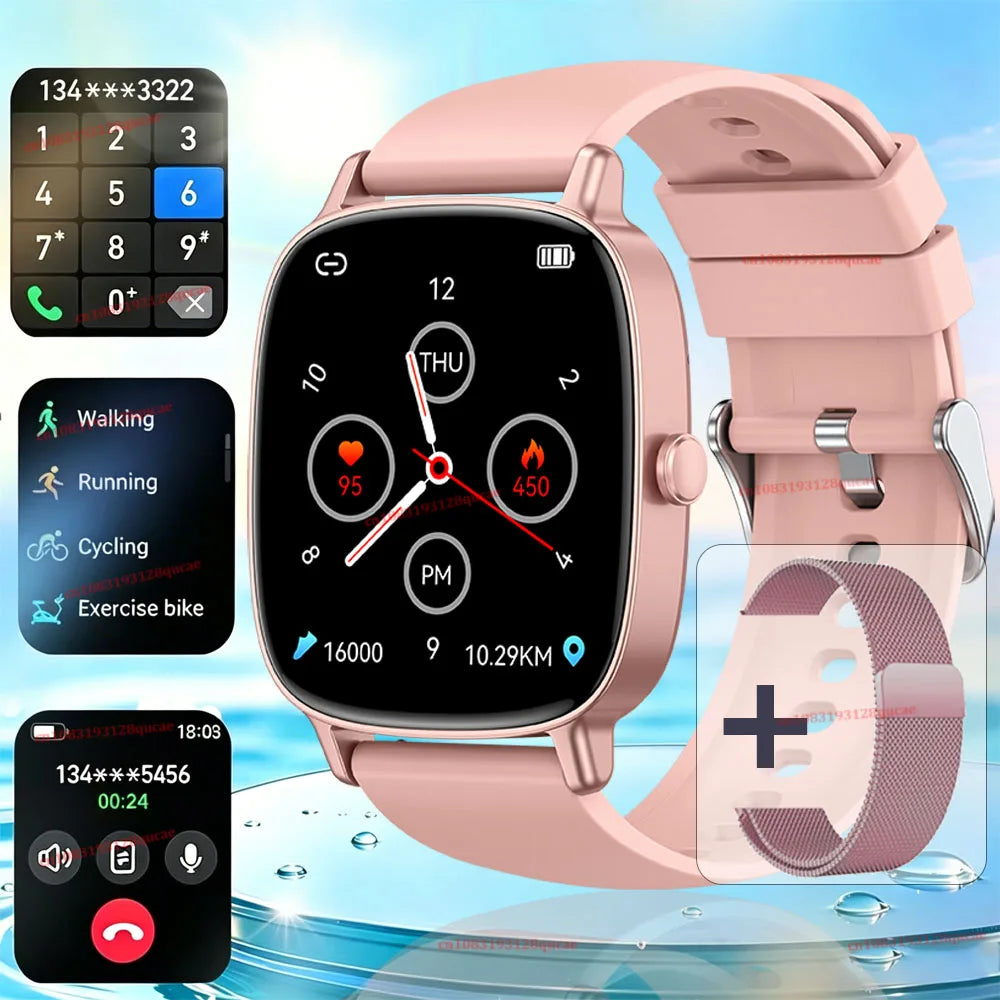 New Smart Watch Multi-sport mode Blood Pressure Sleep Health Monitoring 1.85 Inch Bluetooth Call IP68 Waterproof Smartwatch Hw12 Peaceful Pleasures Health and Wellness Pink Milan
