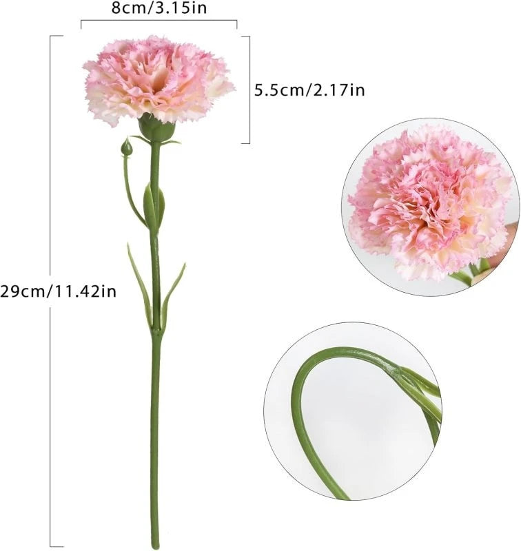 Silk Carnation Artificial Flowers 4/8pcs – Wedding & Home Decor