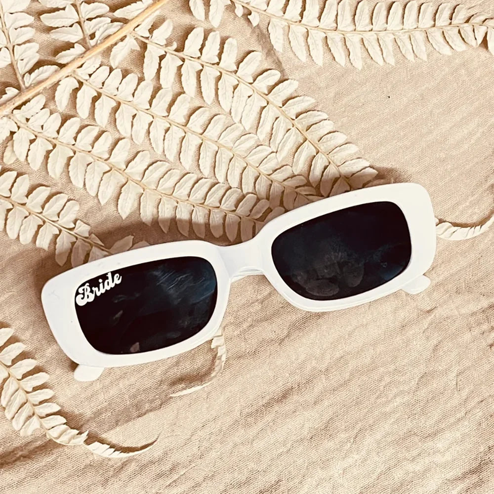 Y2K Rectangle Bridesmaid Sunglasses | Bachelorette Party Bride