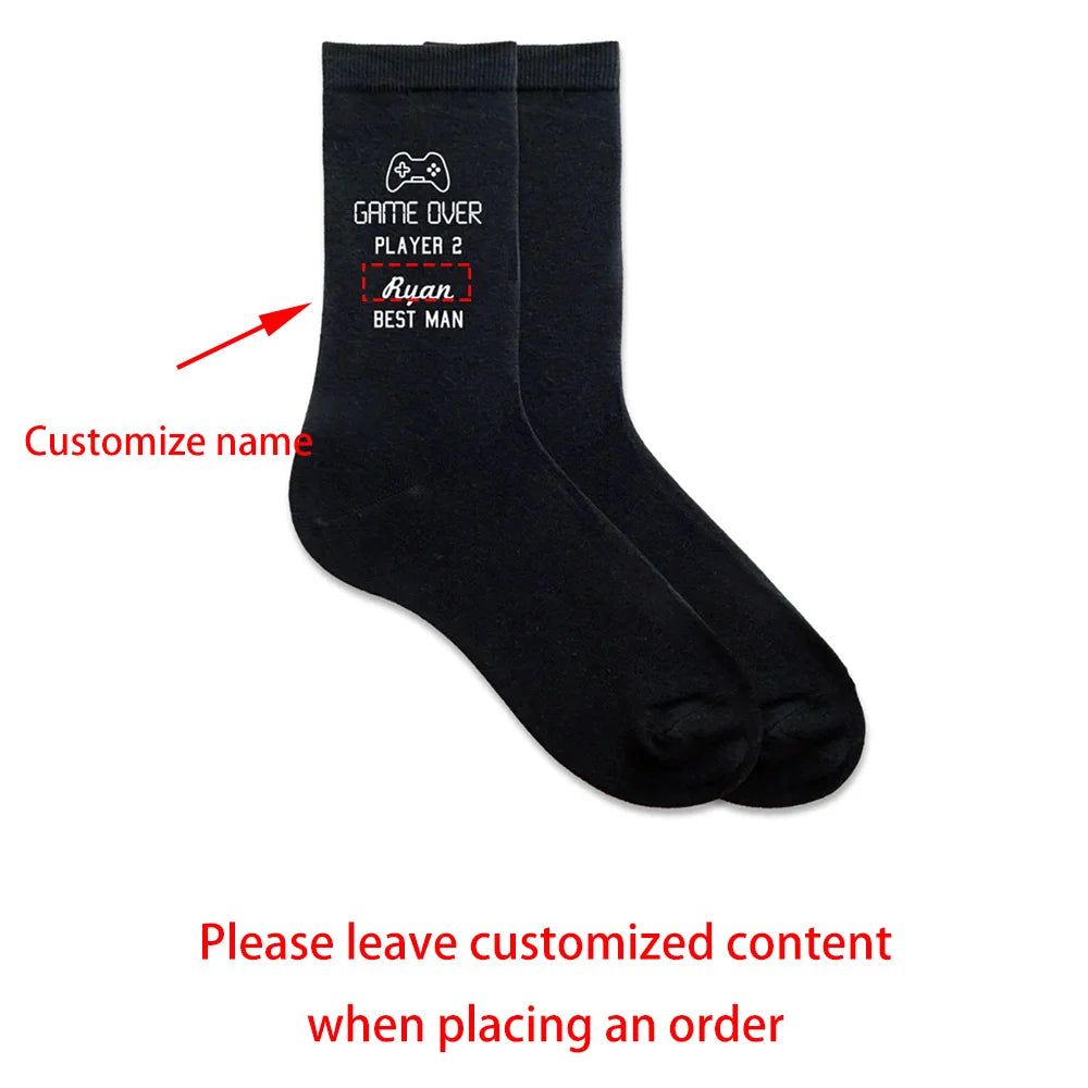 Custom Game Over Wedding Socks | Groom & Groomsmen Gift Custom Wedding Socks Peaceful Pleasures Health and Wellness best man One size