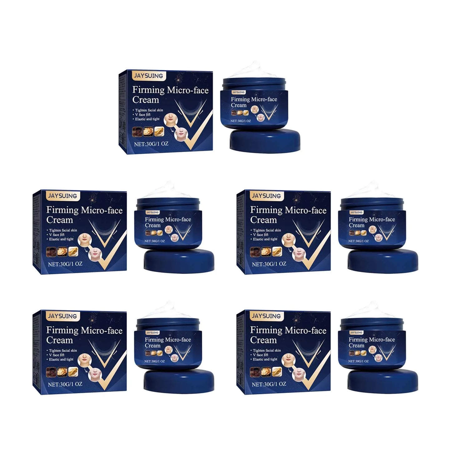V-Shape Face Firming Cream – Jawline Lift & Double Chin Peaceful Pleasures Health and Wellness 5Pcs
