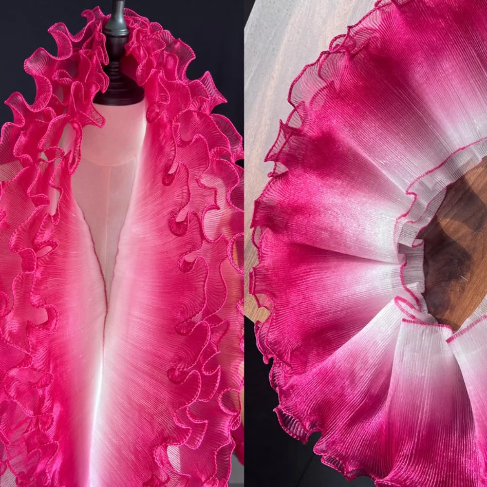 2-Yard Flounce Wave Lace Fabric – 12cm Gradient Mesh Organza
