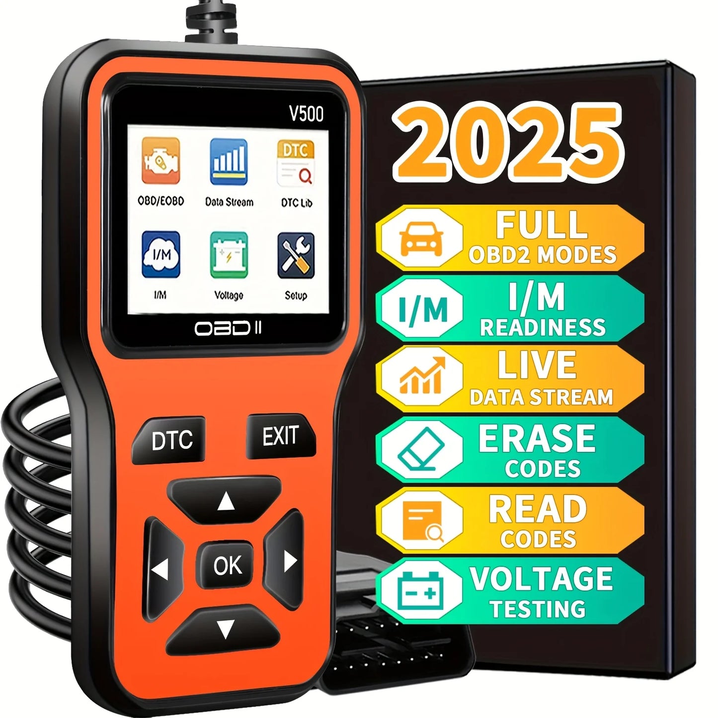 OBD2 Scanner V500 – Car Diagnostic Tool & Fault Code Reader Peaceful Pleasures Health and Wellness YELLOW