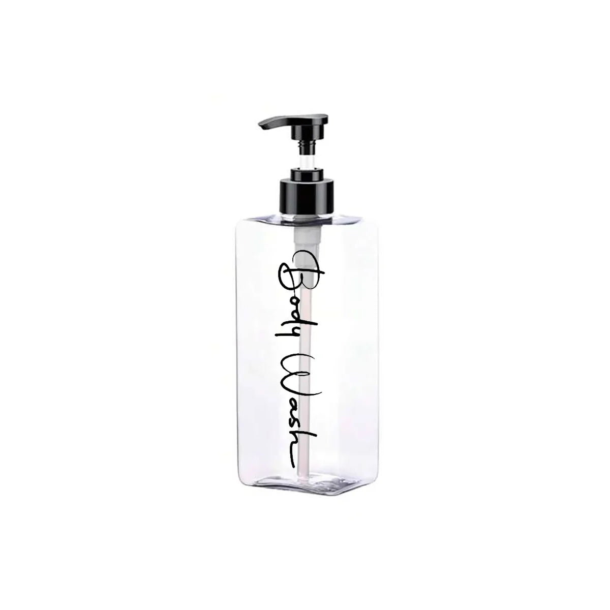 3 Transparent Square Refillable Shampoo and Conditioner Dispensers, 400ml Each, with 3 Waterproof Labels Peaceful Pleasures Health and Wellness Type a 1Pcs