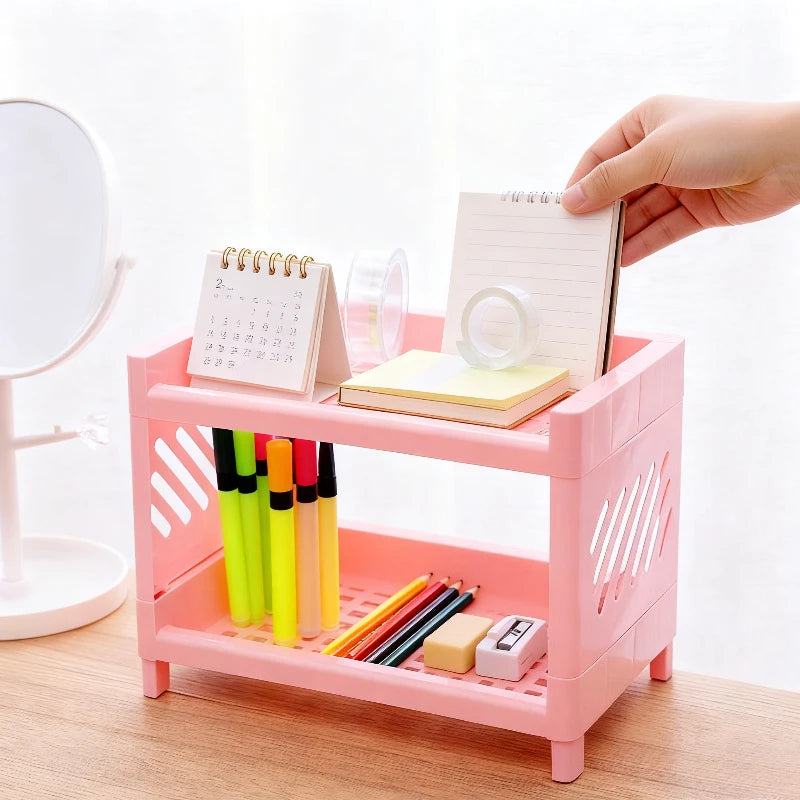 Double Layer Desk Organizer | Space-Saving PP Desktop Storage