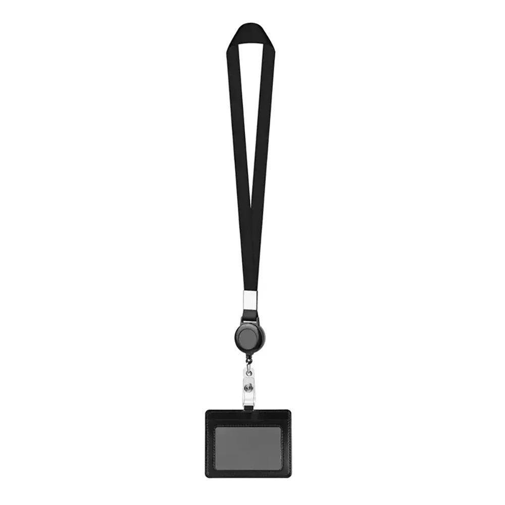 Bview Art PU ID Card Holder Retractable Badge Reel Neck Lanyard