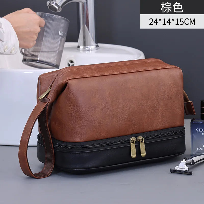 New High-end Men's Toiletry Bag, Business Makeup Bag, Travel Portable Large-capacity Skin Care Product Storage Bag Peaceful Pleasures Health and Wellness brown