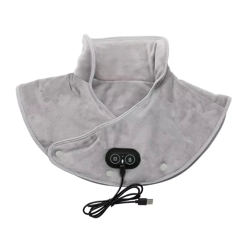 Electric Heating Shoulder Neck Pad Cervical Wrap with Three Gear Thermal Compress Massager Vibration Warm Back Relaxation Tool Peaceful Pleasures Health and Wellness A Heat-Massage 1