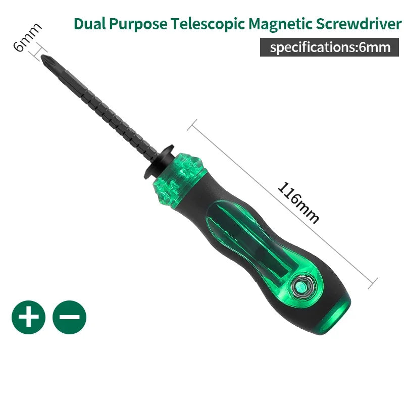 Multipurpose Dual Purpose Adjustable Length Telescopic Magnetic Non Slip Repair Hand Cross for Household Screwdriver Screw Peaceful Pleasures Health and Wellness 6mm 1pcs 1