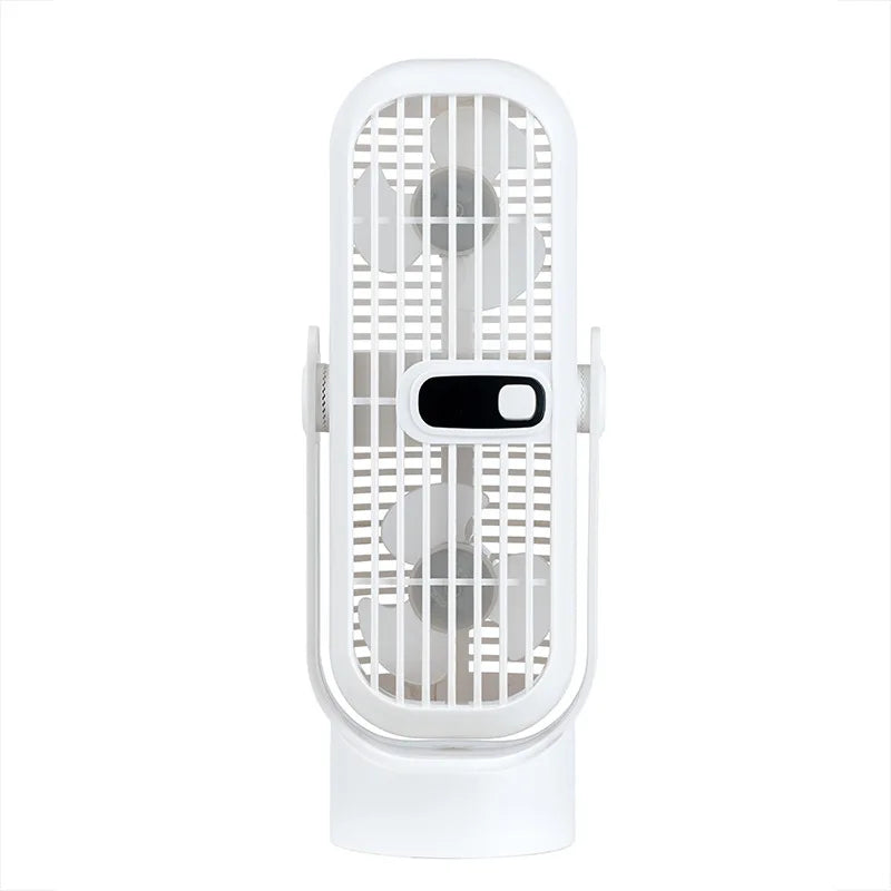 USB Electric Fan Double fan blades Portable 5 Speeds Ultra Quiet Table Fan Quiet Ventilator Desktop Fan Air Cooler for Room Home Peaceful Pleasures Health and Wellness WHITE