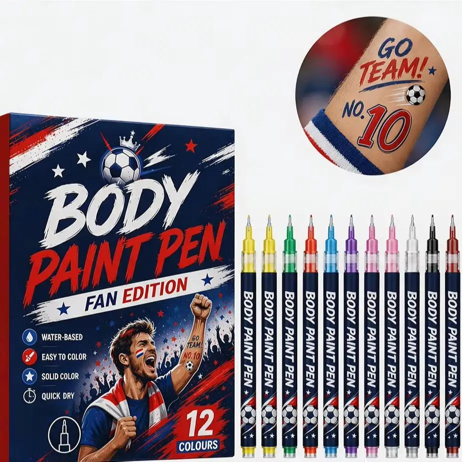 Sports Fan Body Paint Markers | 12 Colors, Quick-Dry Face & Body