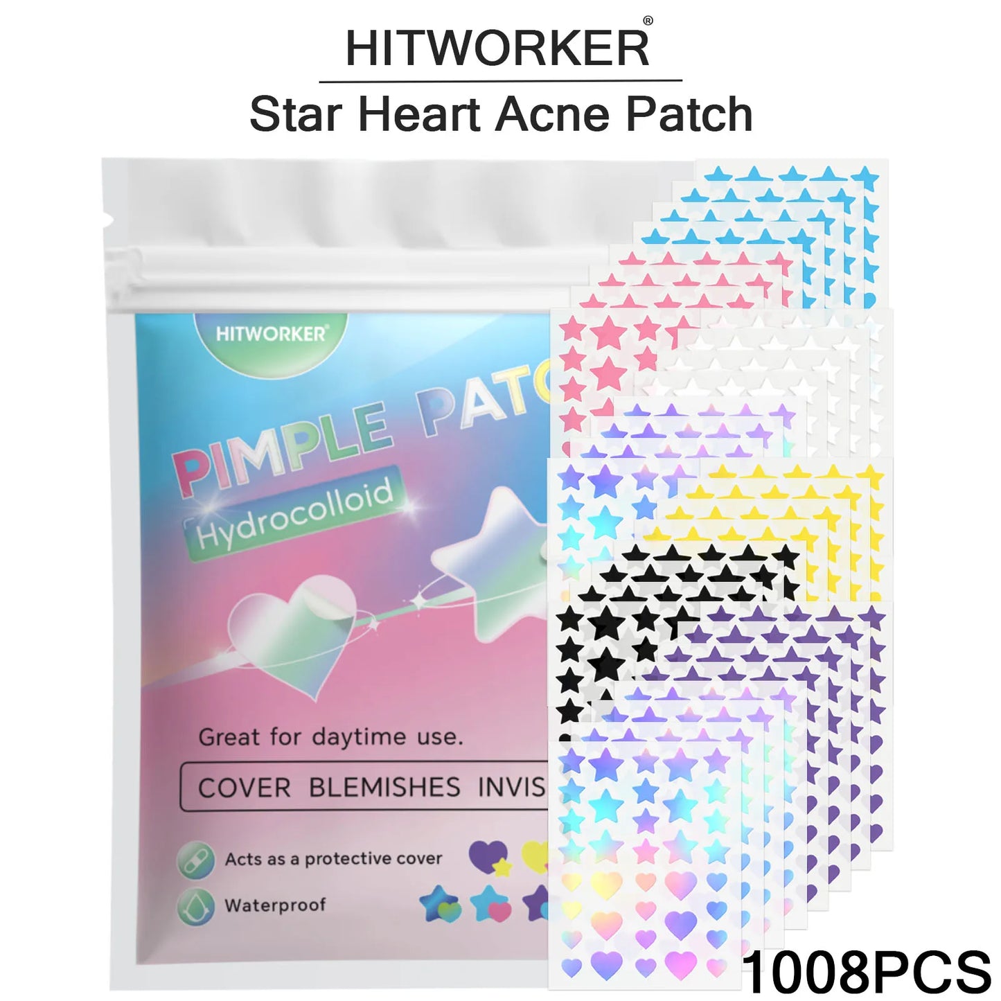 Star & Heart Hydrocolloid Pimple Patches – 252 or 1008 Pcs