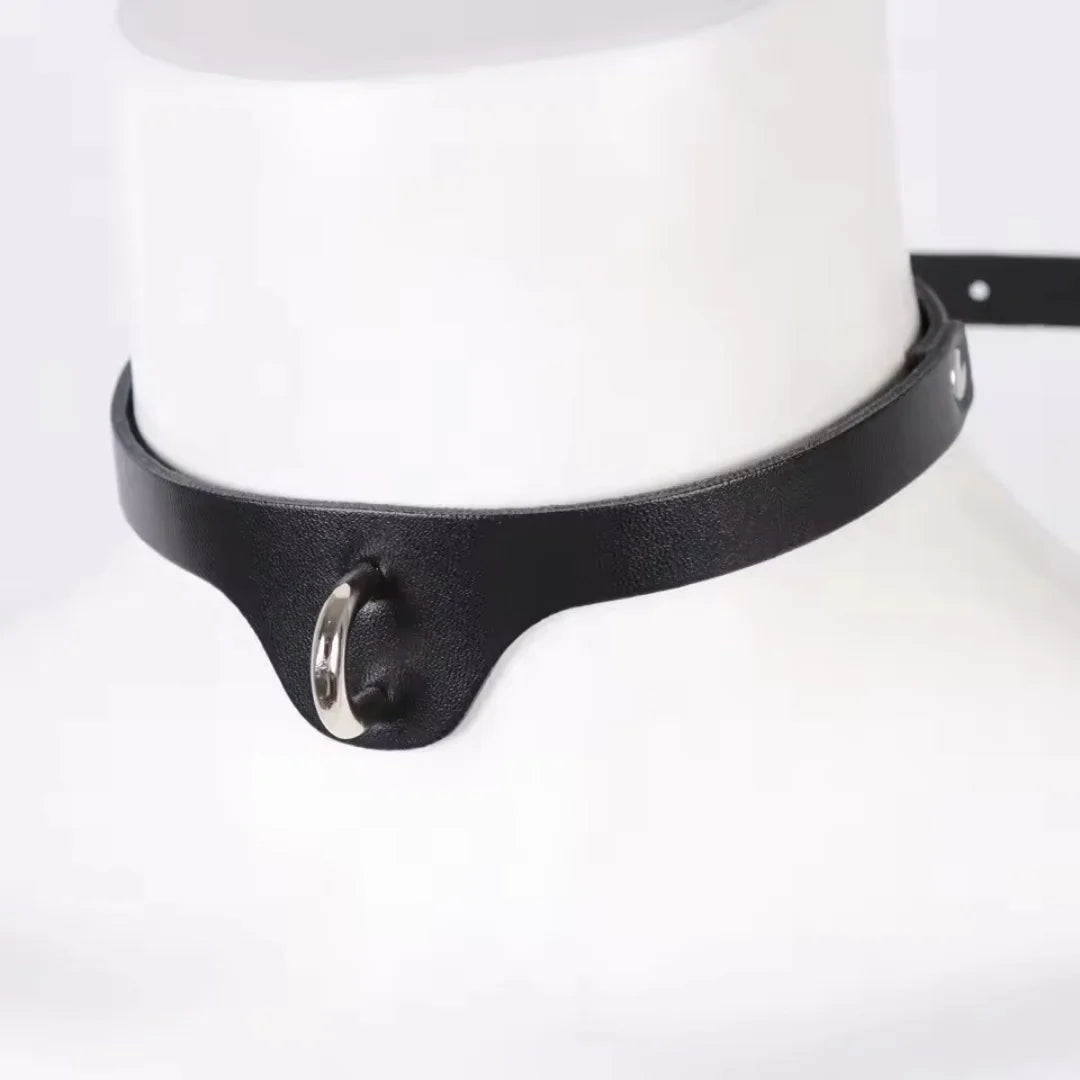 Sexy Harajuku PU Leather Collar Belt Pendant Necklaces Women Men Punk