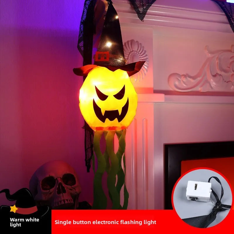 Halloween LED Ghost Hat Lantern | Glowing Pumpkin Hanging Light