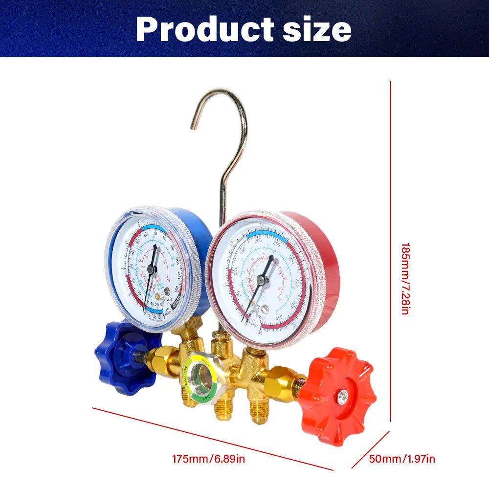 3 Way Refrigerant Manifold Gauge Set with Hose Hook Professional AC Diagnostic Tool for R12 R22 R404A R134A Peaceful Pleasures Health and Wellness