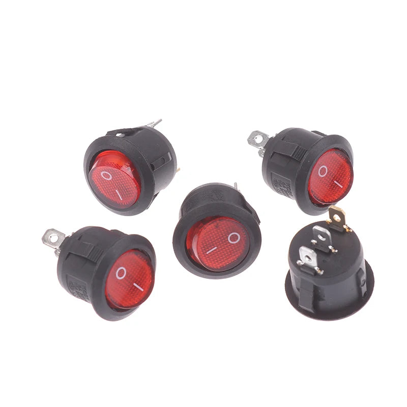 5Pcs/pack Versatile KCD1 On/Off 3-Pin 2-Position Snap 20A 12V Red Green LED Round Boat Rocker Switch With LED Small Toggle Peaceful Pleasures Health and Wellness Red