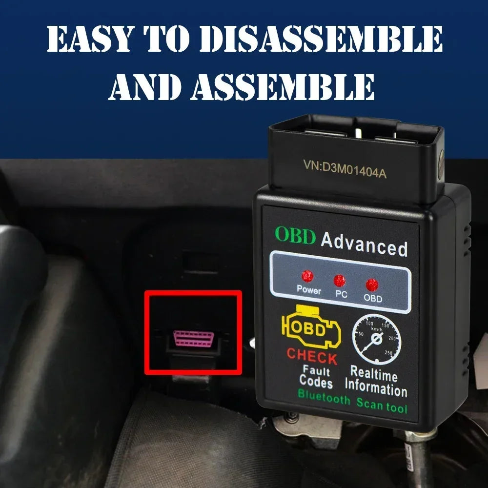 OBD2 Bluetooth ELM327 Auto Engine Diagnostic Scanner OBDII Scan Tool Compliant Vehicles Fault Diagnosis Tester Interface Scanner Peaceful Pleasures Health and Wellness