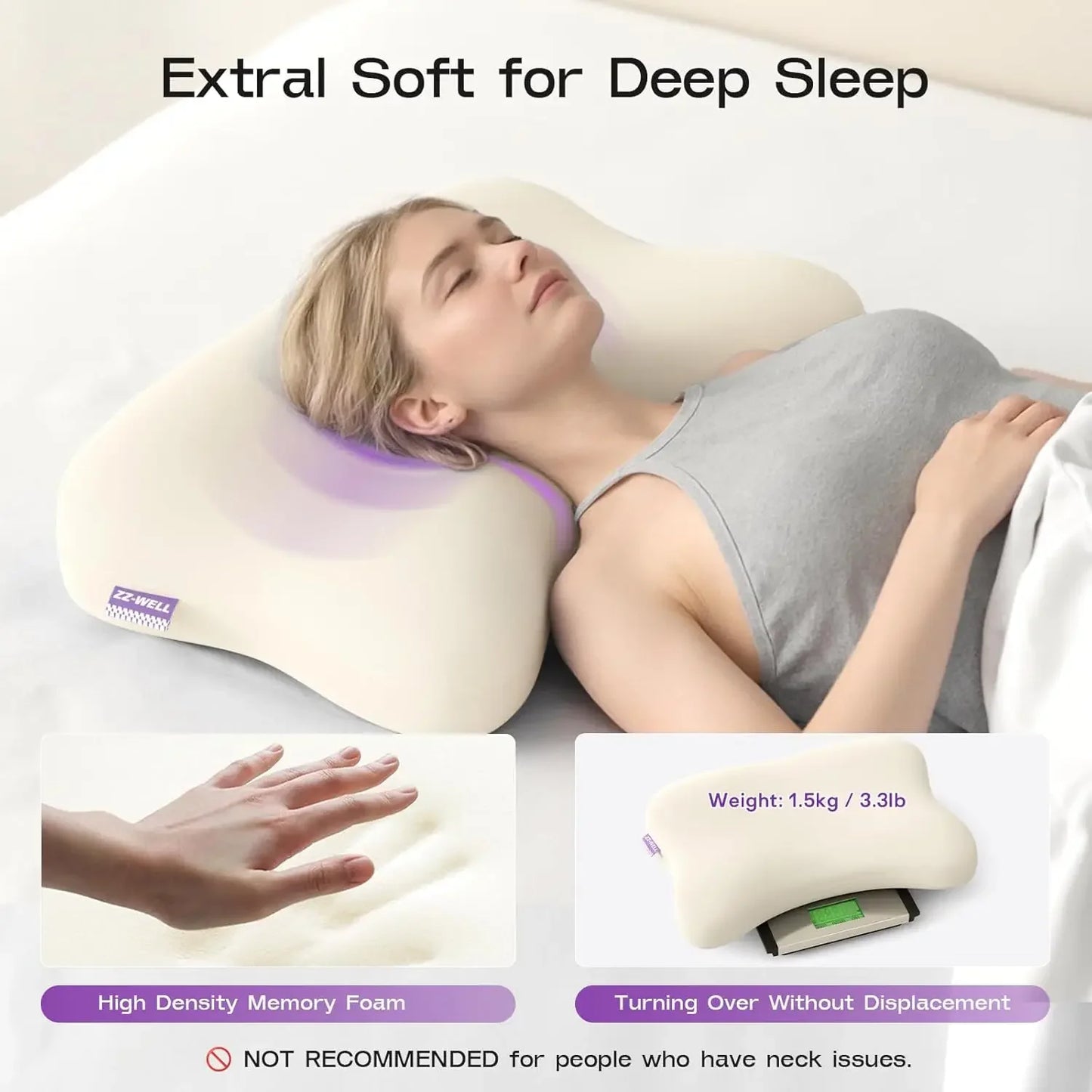 Ergonomic Memory Foam Pillow for Side Sleepers - Cooling Cover, High-Density Support for Neck and Shoulder Comfort Peaceful Pleasures Health and Wellness