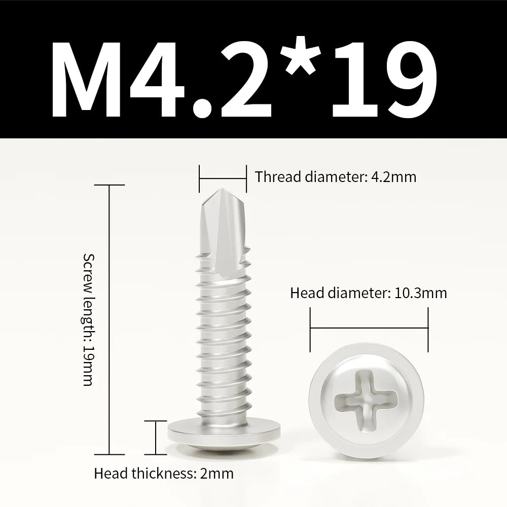 M4.2 Self-Tapping Tek Screws 410 Stainless Steel Truss Head