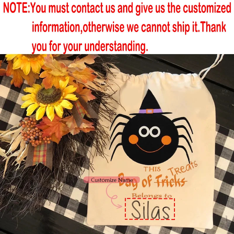 Personalized Halloween Drawstring Candy Bag | Pumpkin & Bats Halloween Candy Bag Peaceful Pleasures Health and Wellness Custom A 30X40CM