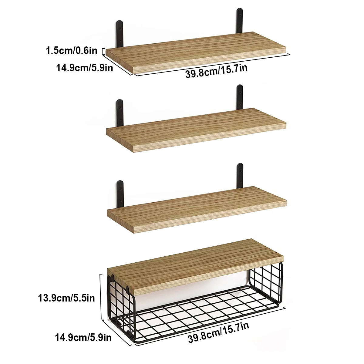 Bathroom Shelves Over Toilet with Storage Basket, Floating Wall Shelf for Home Organization & Wall Decor, Bathroom/Kitchen Peaceful Pleasures Health and Wellness Dark Khaki 4-tier