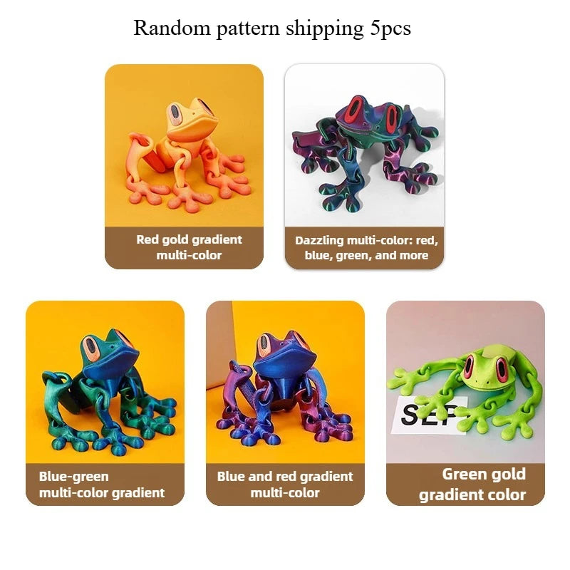 3D Printed Magnetic Frog Fridge Magnet Movable Joint mobility Glow in Dark Dragon Toy Fashionable Home decoration supplies Peaceful Pleasures Health and Wellness Random color 5pcs