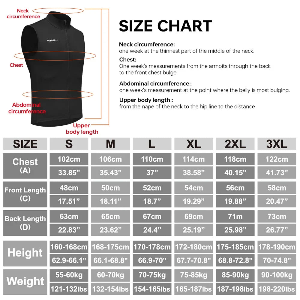 X-TIGER Windproof Thermal Cycling Vest – Reflective MTB Gilet
