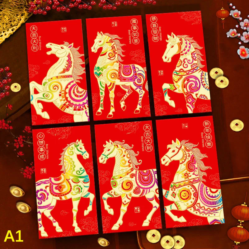 Chinese New Year Red Envelopes Year of the Horse – 6 Pack