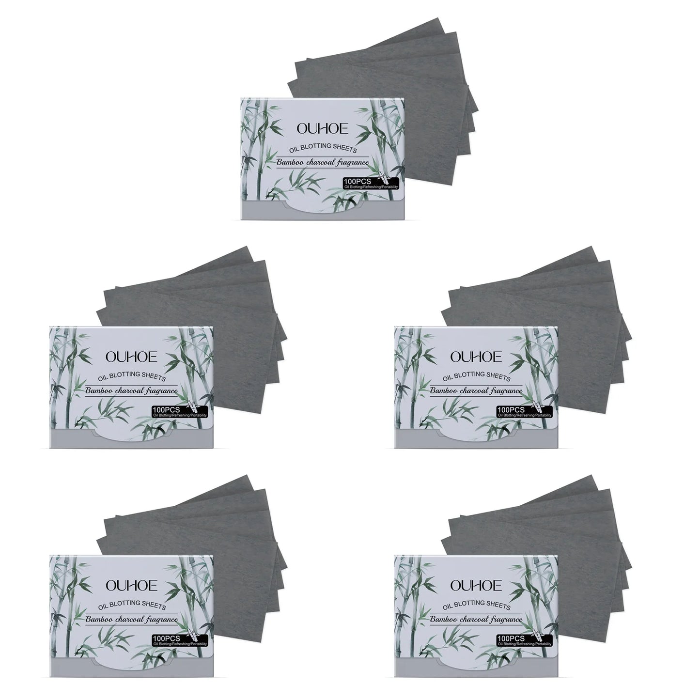 100pc Bamboo Charcoal Oil Blotting Sheets for Oily Skin