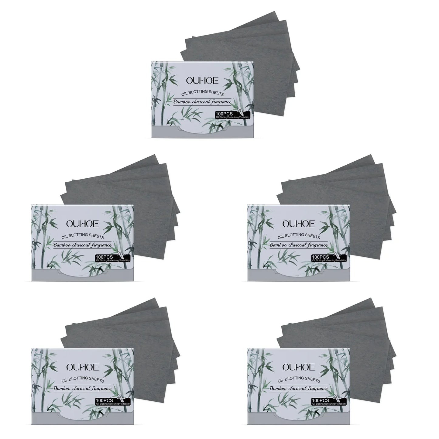 Bamboo Charcoal Oil Blotting Sheets 100pc – Matte Oily Skin