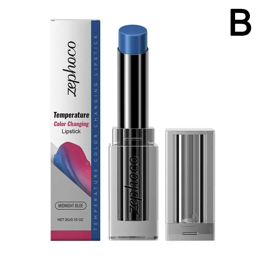 Temperature-Sensitive Color-Changing Lipstick Deeply Nourishing Prevents Dryness And Cracking Fades Lip Lines Locks In Moisture Peaceful Pleasures Health and Wellness blue