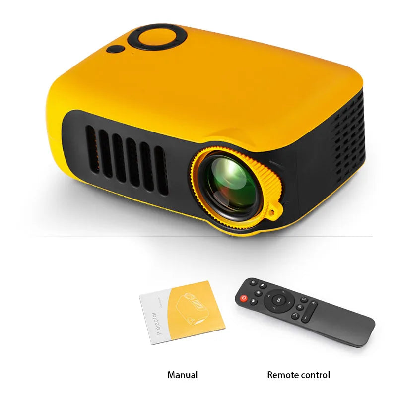 AUN A2000 Mini LED Projector – 1080P Portable Home Theater Peaceful Pleasures Health and Wellness Yellow-H UK Plug