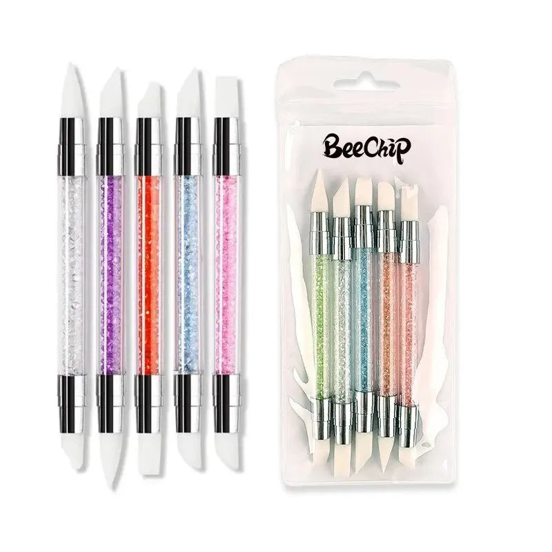 5pc Silicone Nail Art Sculpting & Embossing Pen Set