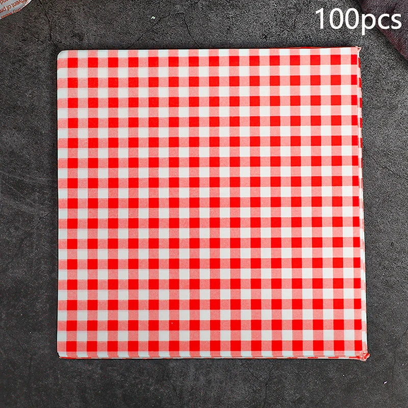 100Pcs Greaseproof Wax Paper Sheets | 7 Colors for BBQ & Picnic Food Wrapping Paper Peaceful Pleasures Health and Wellness red 100pcs