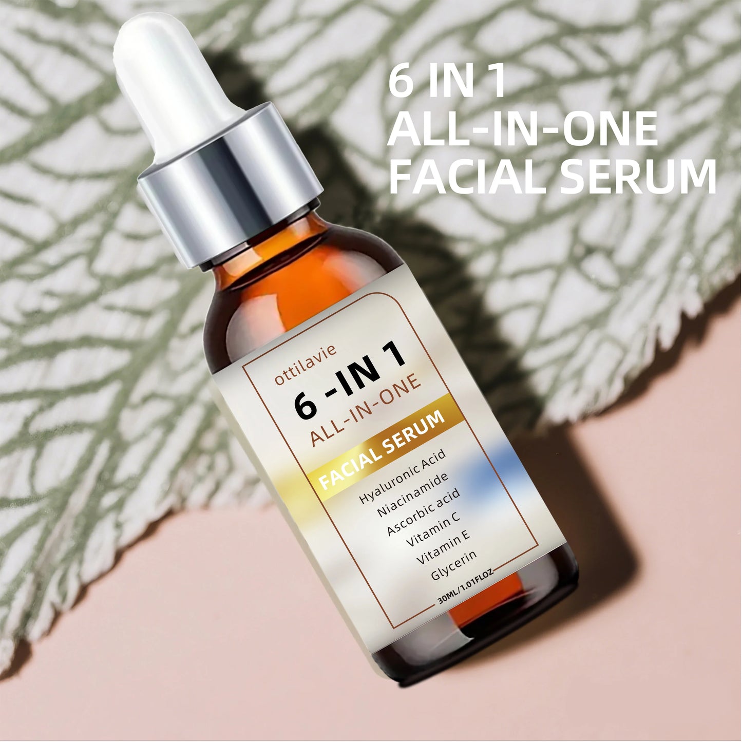 6 IN 1 ALL-IN-ONE FACIAL SERUM With Hyaluronic Acid + Niacinamide + Vitamin C/E Peaceful Pleasures Health and Wellness