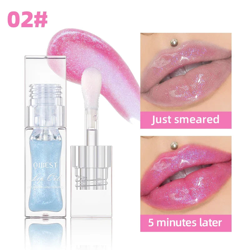 QIBEST Color Changing Lip Oil – Glitter Gloss & Balm