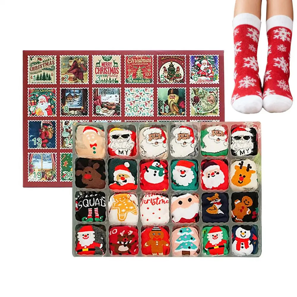 Christmas Advent Calendar Socks – 24 Days, 12 Pairs Unisex